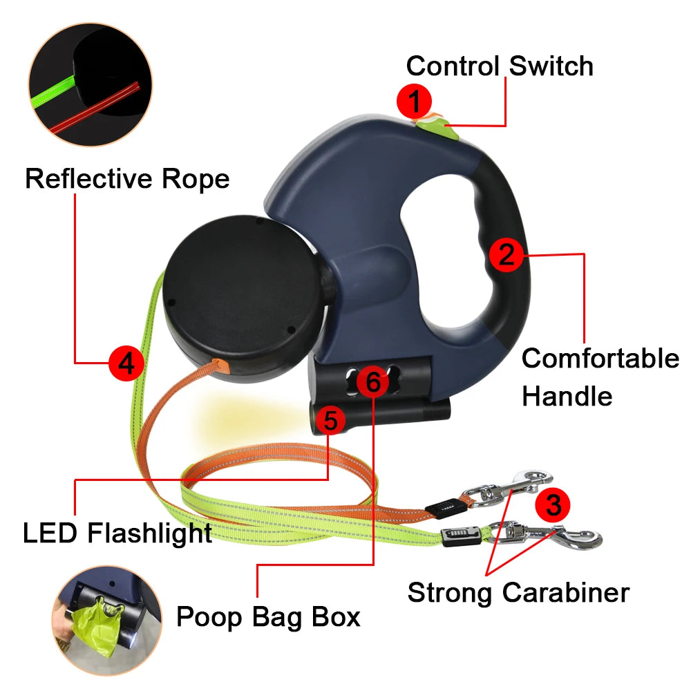 Dual Retractable Dog Leash Pro